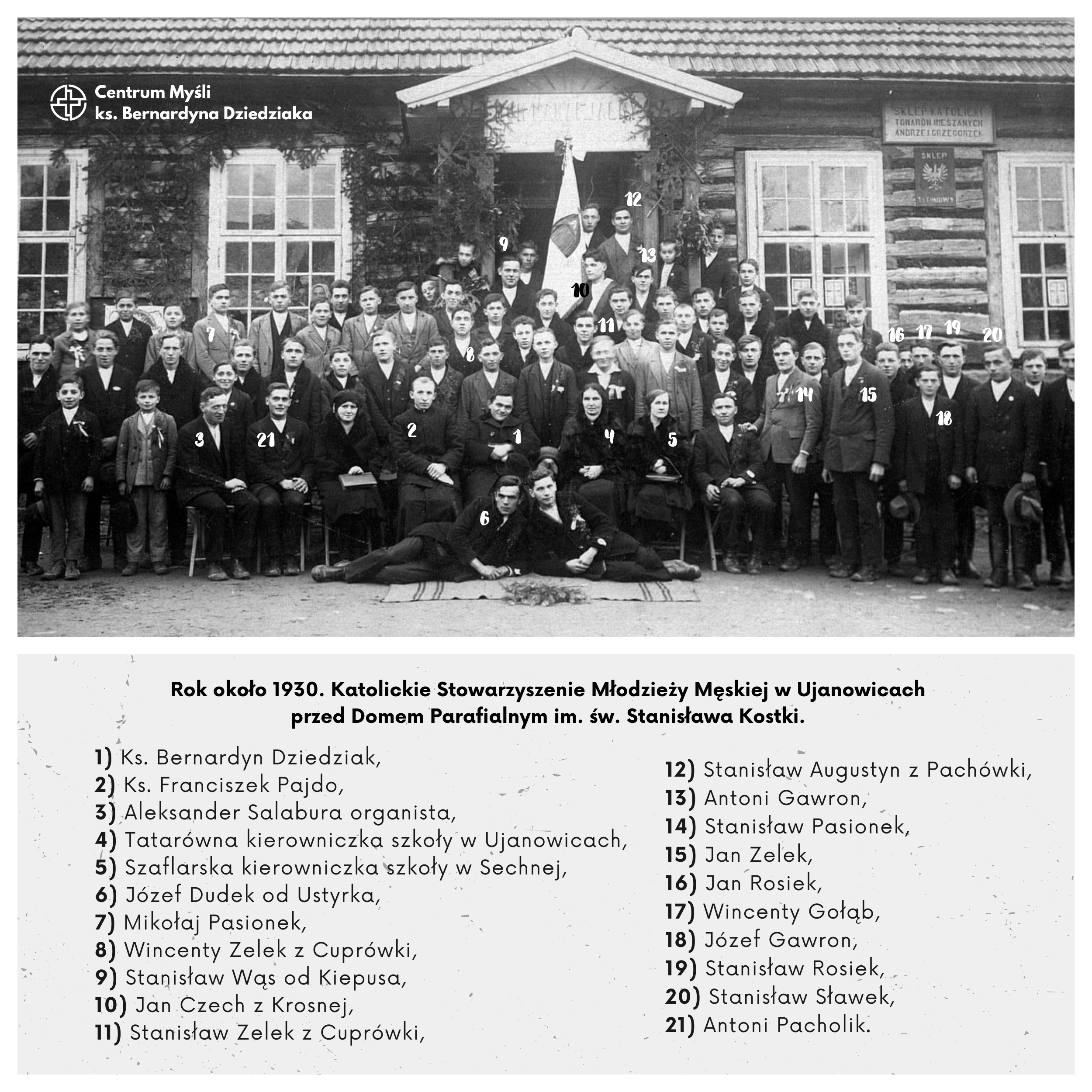 Fotografia Katolickiego Stowarzyszenia Młodzieży Męskiej - Ujanowice 1930 r.